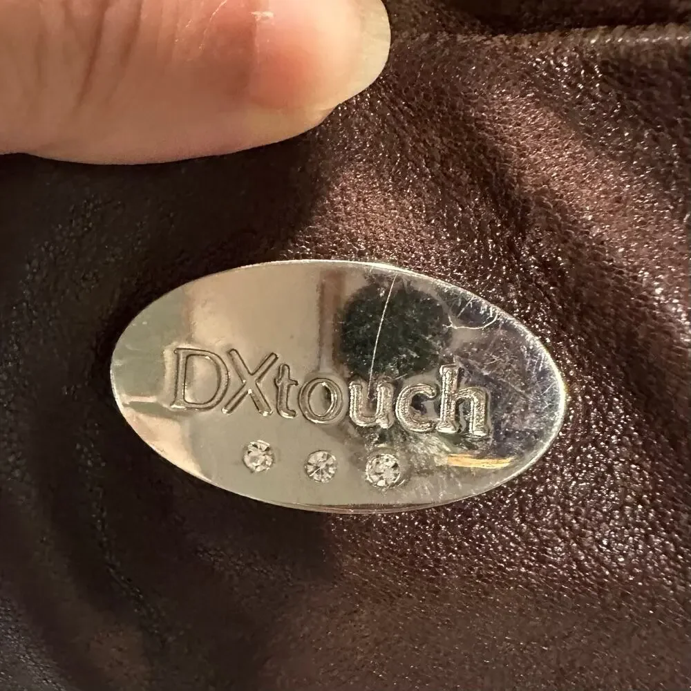 Y2K DXtouch Italy Chocolate Brown Leather Crescent Hobo Rhinestone Strap
